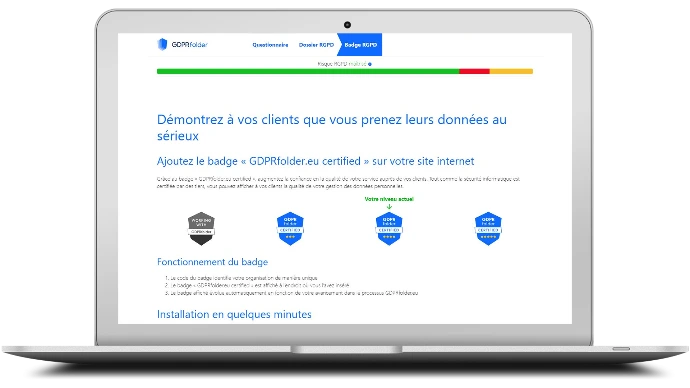écran d'accueil gdprfolder